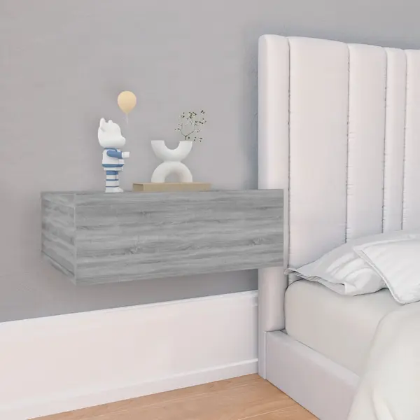 Gossi noptiere plutitoare 2 buc gri sonoma 40x30x15 cm lemn prelucrat
