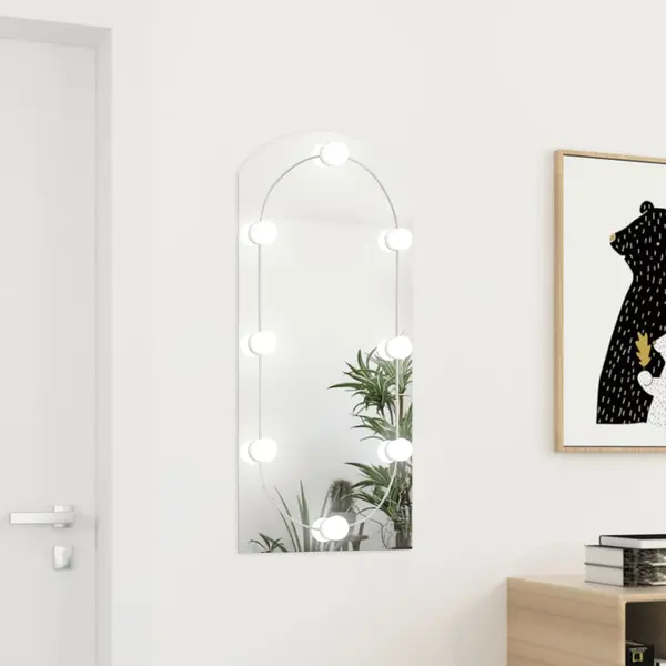 Gossi oglinda cu lumini led, arcada, 90x45 cm, sticla