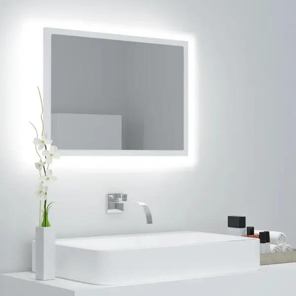 Gossi oglinda de baie cu led, alb, 60x8,5x37 cm, acril