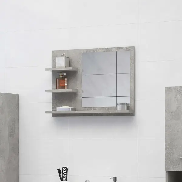 Gossi oglinda de baie, gri beton, 60x10,5x45 cm, pal