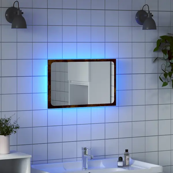 Gossi oglinda de baie led, stejar sonoma, 60x8,5x38 cm lemn prelucrat