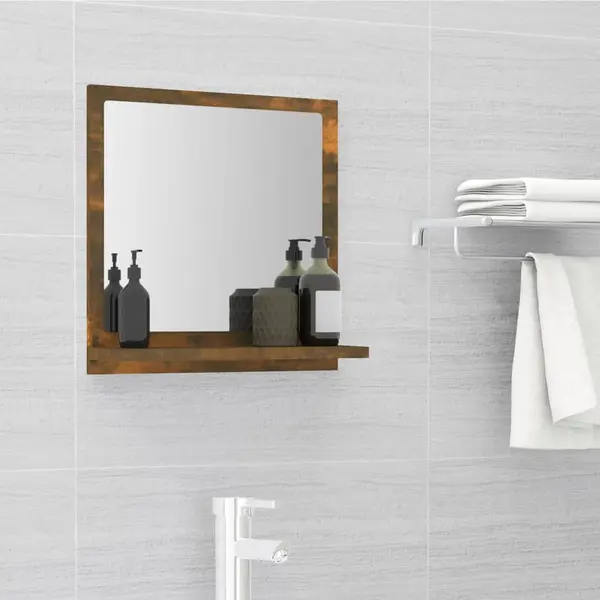 Gossi oglinda de baie, stejar fumuriu, 40x10,5x37 cm, lemn prelucrat