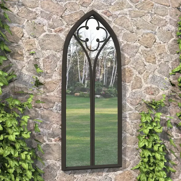 Gossi oglinda de gradina, negru, 70x30 cm, fier uz exterior