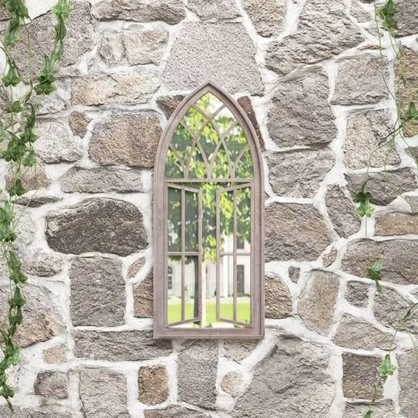 Gossi oglinda de gradina, nisipiu, 70x30 cm, fier, uz exterior