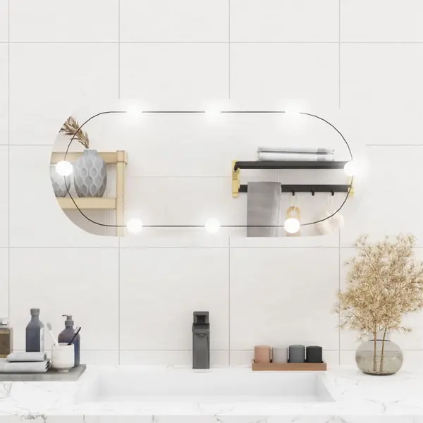Gossi oglinda de perete cu lumini led 35x80 cm oval sticla