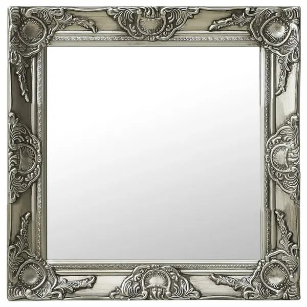 Gossi oglinda de perete in stil baroc, argintiu, 50 x 50 cm