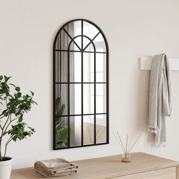 Gossi oglinda de perete, negru, 40x80 cm, arcuita, fier