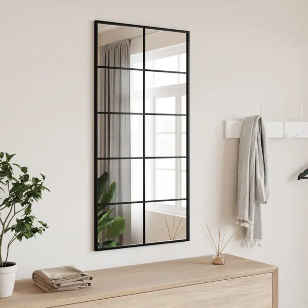 Gossi oglinda de perete, negru, 50x100 cm, dreptunghiulara, fier