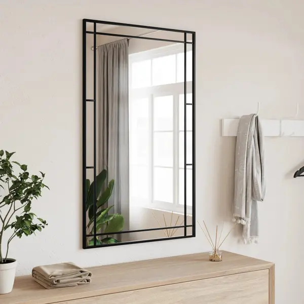 Gossi oglinda de perete, negru, 60x100 cm, dreptunghiulara, fier