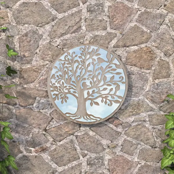 Gossi oglinda gradina,rotund, nisipiu, 40x2,5 cm, fier, uz exterior