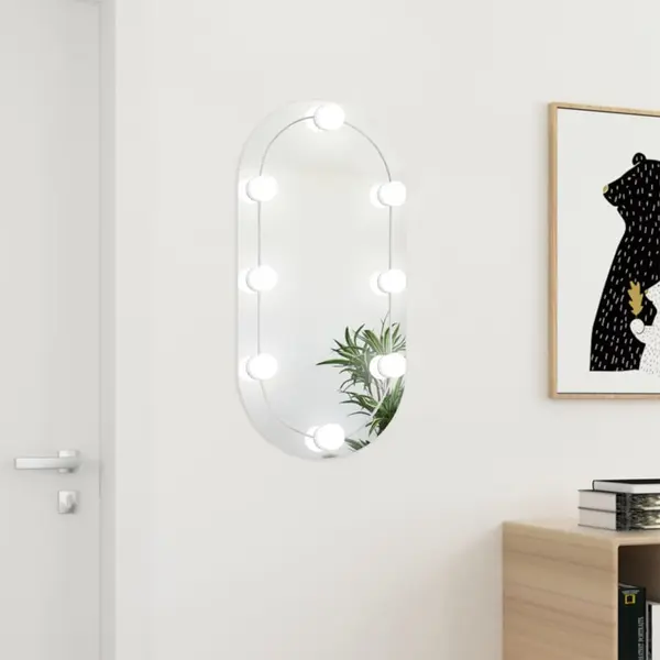 Gossi oglinda ovala cu lumini led, 80x40, cm sticla