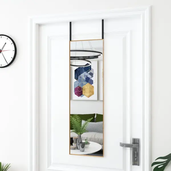 Gossi oglinda pentru usa, auriu, 30x100 cm, sticla si aluminiu