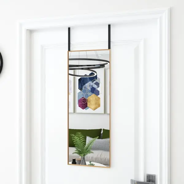 Gossi oglinda pentru usa, auriu, 30x80 cm, sticla si aluminiu