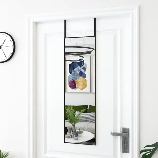 Gossi oglinda pentru usa, negru, 30x100 cm, sticla si aluminiu
