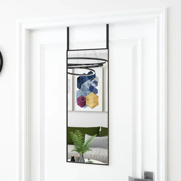 Gossi oglinda pentru usa, negru, 30x80 cm, sticla si aluminiu