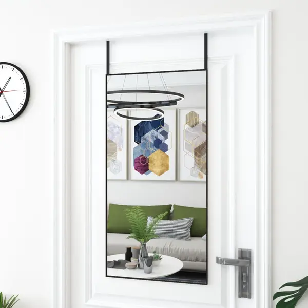 Gossi oglinda pentru usa, negru, 50x100 cm, sticla si aluminiu