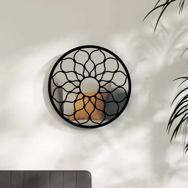 Gossi oglinda rotunda negru 40x3 cm fier pentru utilizare in interior