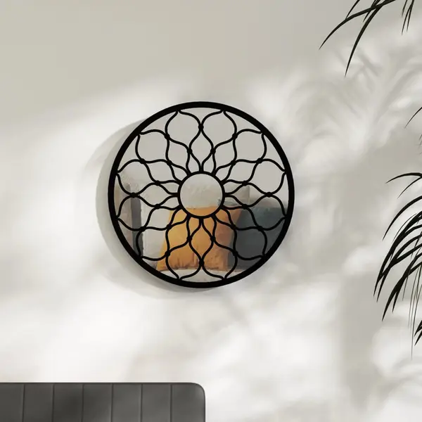 Gossi oglinda rotunda,negru,60x3 cm,fier,pentru utilizare in interior