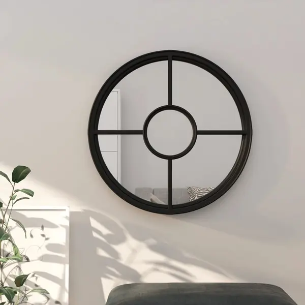 Gossi oglinda rotunda,negru,60x4 cm,fier,pentru utilizare in interior