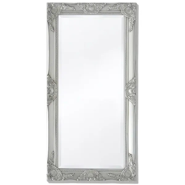 Gossi oglinda verticala in stil baroc, 100 x 50 cm, argintiu
