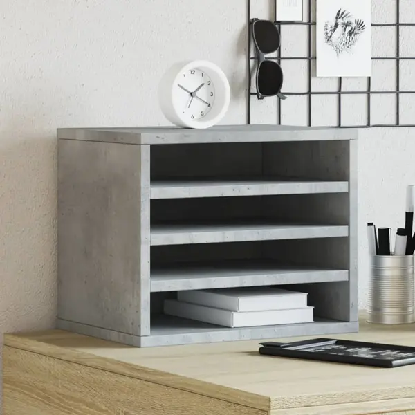 Gossi organizator birou, gri beton, 36x26x29,5 cm lemn prelucrat