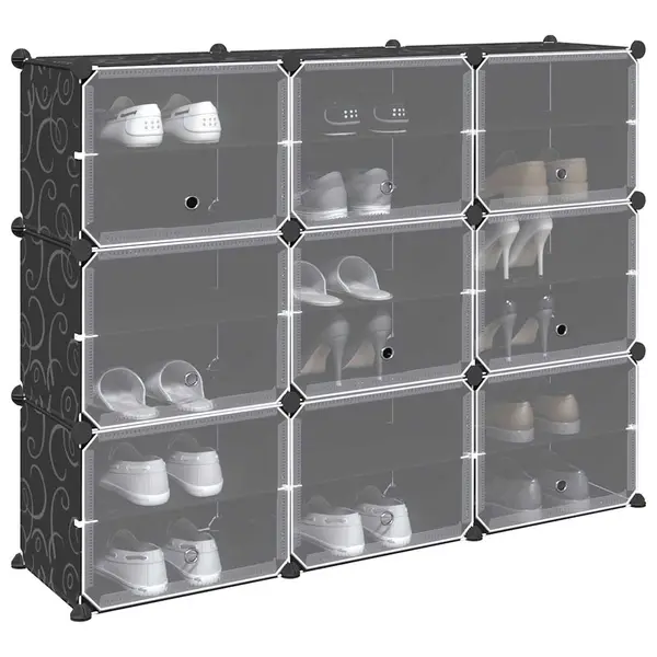 Gossi organizator cub de depozitare cu 9 cuburi si usi pp negru