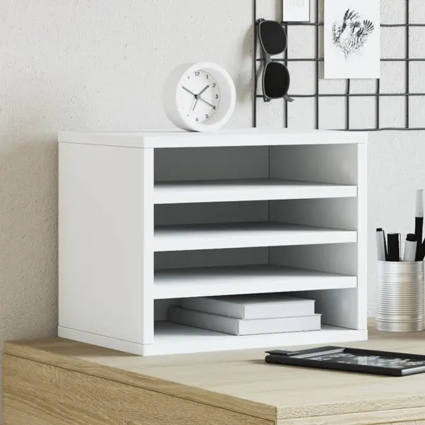Gossi organizator de birou, alb, 36x26x29,5 cm, lemn prelucrat