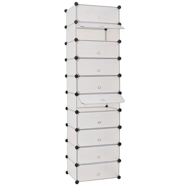 Gossi organizator de pantofi interconectat, 10 compartimente, alb