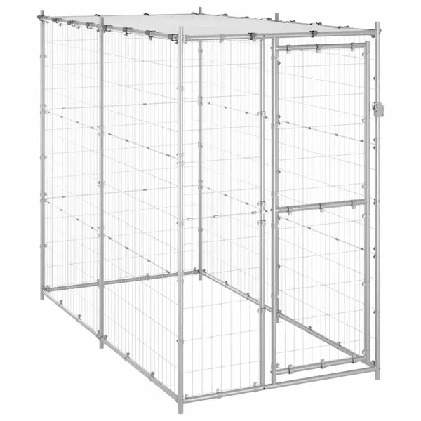 Gossi padoc caini de exterior cu acoperis 110x220x180 cm otel zincat