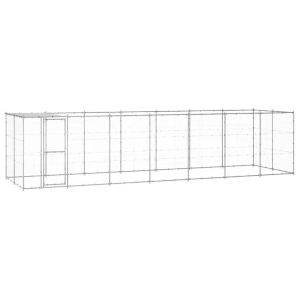 Gossi padoc caini de exterior cu acoperis, 16,94 m2, otel galvanizat