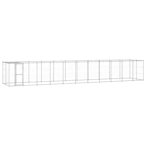 Gossi padoc caini de exterior cu acoperis, 26,62 m2, otel galvanizat