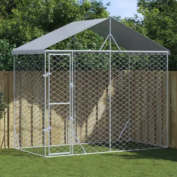 Gossi padoc de exterior&acoperis argintiu 3x1,5x2,5 m otel galvanizat