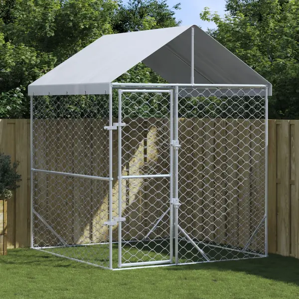 Gossi padoc de exterior cu acoperis argintiu 2x2x2,5m otel galvanizat