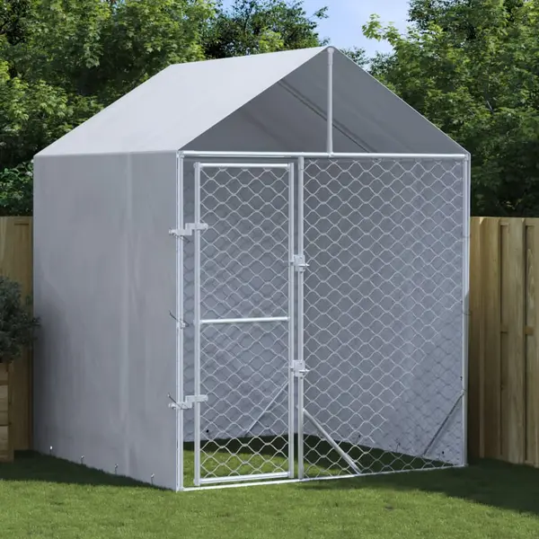 Gossi padoc de exterior cu acoperis argintiu 2x2x2,5m otel galvanizat