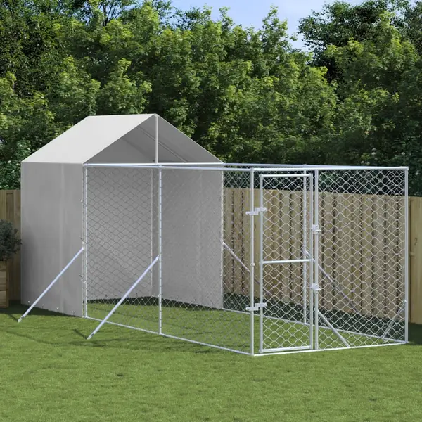 Gossi padoc de exterior cu acoperis argintiu 2x6x2,5m otel galvanizat