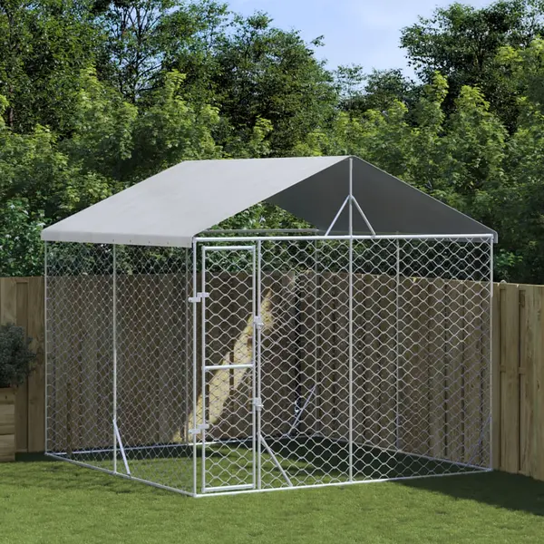 Gossi padoc de exterior cu acoperis argintiu 3x3x2,5m otel galvanizat