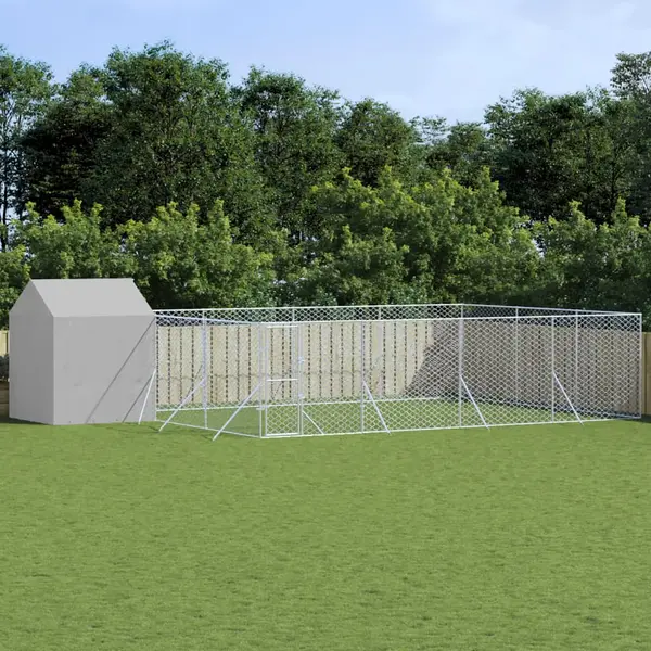 Gossi padoc exterior cu acoperis argintiu 10x6x2,5 m otel galvanizat