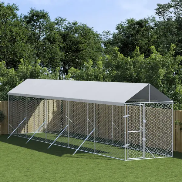 Gossi padoc exterior cu acoperis argintiu 2x10x2,5 m otel galvanizat