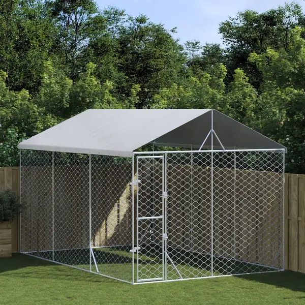 Gossi padoc exterior cu acoperis argintiu 3x4,5x2,5 m otel galvanizat