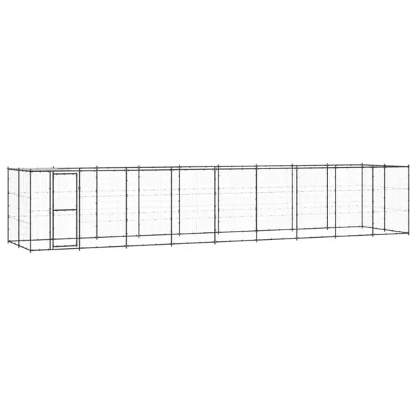 Gossi padoc pentru caini de exterior cu acoperis, 21,78 m2, otel
