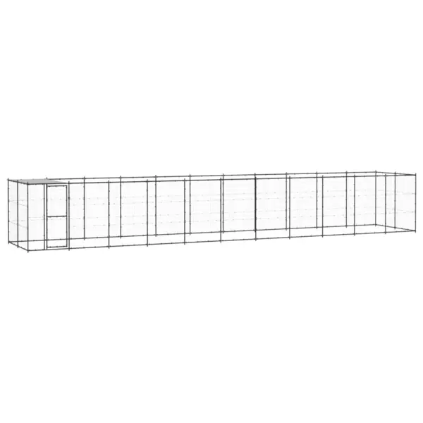 Gossi padoc pentru caini de exterior cu acoperis, 26,62 m2, otel