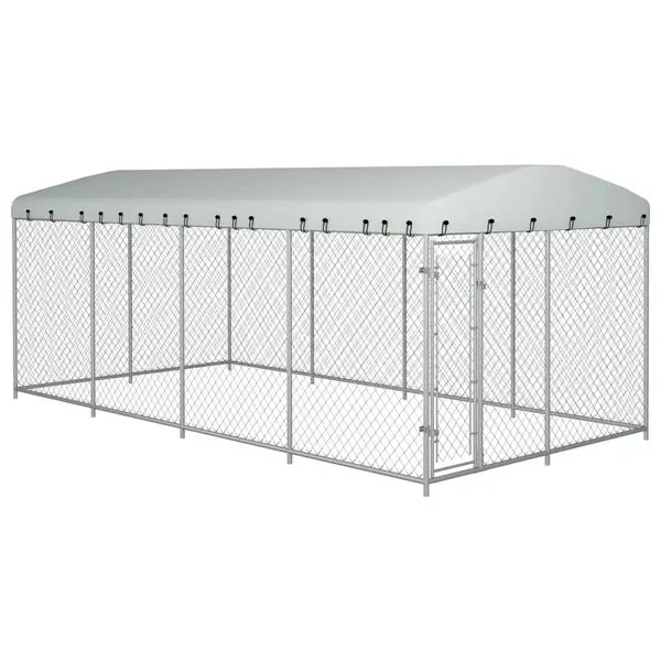 Gossi padoc pentru caini de exterior, cu acoperis, 7,6 x 3,8 x 2,3 m