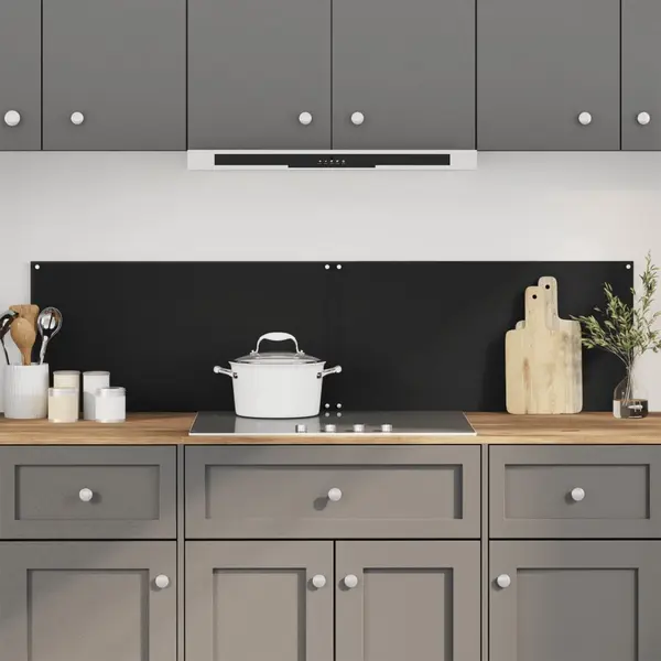 Gossi panou antistropi bucatarie 2 buc. negru 80x60cm sticla securiz.