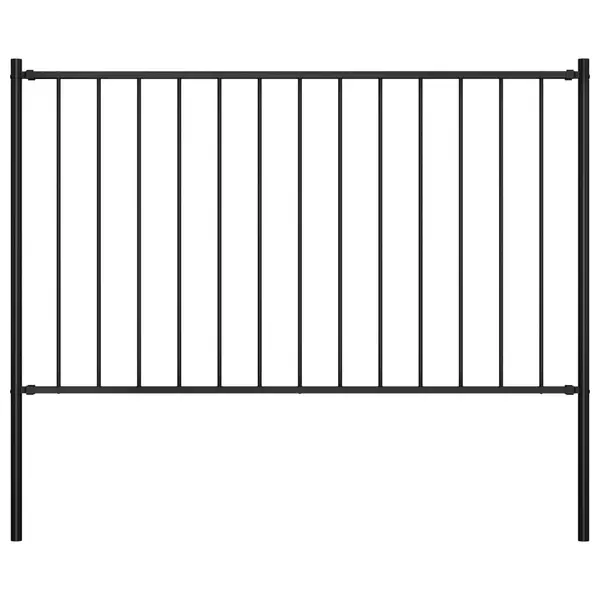 Gossi panou de gard cu stalpi, negru, 1,7 x 1,25 m, otel