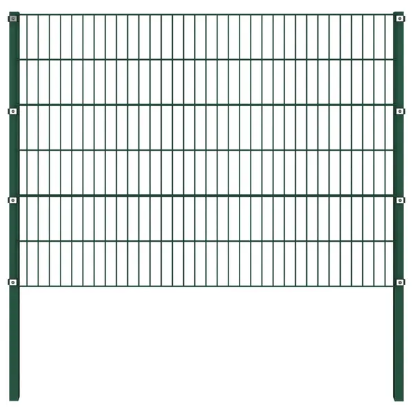 Gossi panou de gard cu stalpi, verde, 1,7 m, fier
