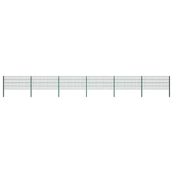 Gossi panou de gard cu stalpi, verde, 10,2 m, fier