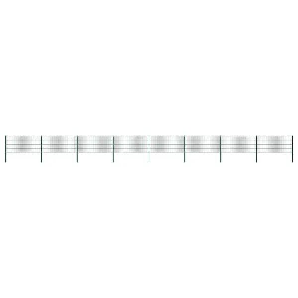 Gossi panou de gard cu stalpi, verde, 13,6 m, fier