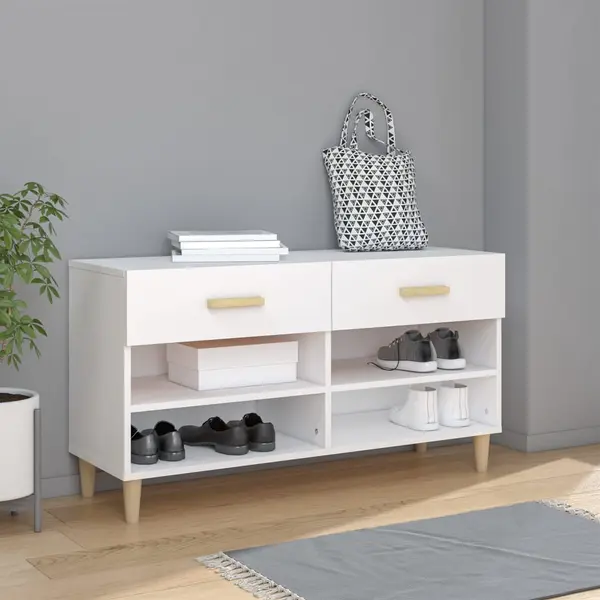 Gossi pantofar, alb, 102x35x55 cm, lemn compozit