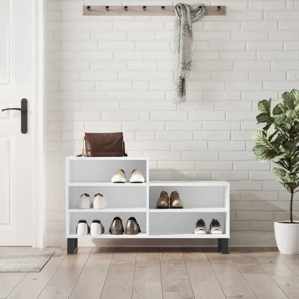 Gossi pantofar, alb, 102x36x60 cm, lemn compozit