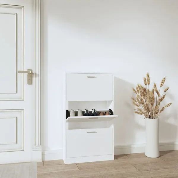 Gossi pantofar, alb, 59x17x108 cm, lemn prelucrat